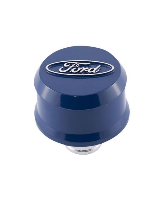 Ford Performance Slant Edge Valve Cover Breather Cap Blue With Ford Oval Logo