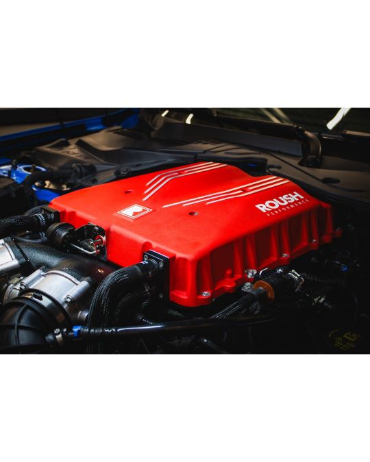 Roush Performance 740 HP Phase 1 Supercharger For 5.0L Engine GT And Dark Horse In Red With Roush Logo