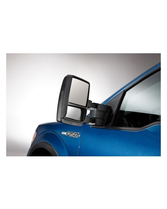 Ford Trailer Tow Mirrors - Telescoping, Manual, Black Driver Side