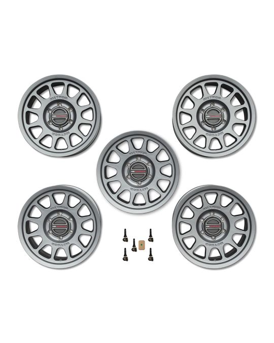 Ford Performance Set Of Five 17"x8.5" Matte Titanium Gray Off Road Wheels 703 Bead Grip With TPMS And Center Caps By Method