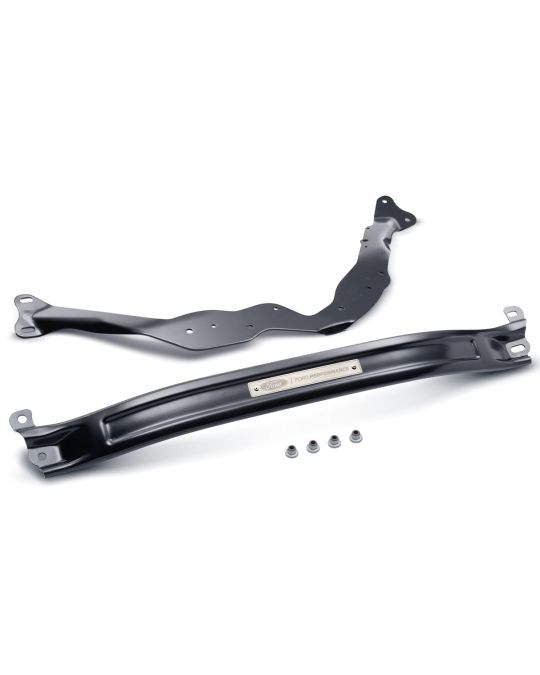 Ford Performance Stamped Steel Strut Tower Brace Kit With Cowl Brace Black With Ford Performance Logo