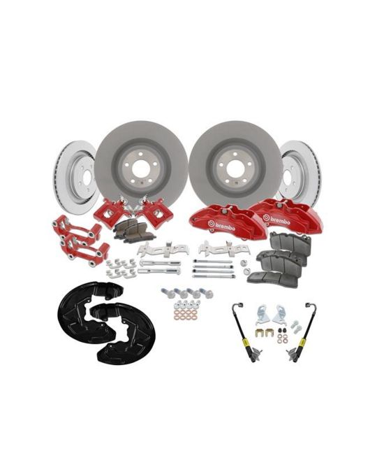 Ford Performance Brake Kit With Front And Rear Brembo Rotors And Gloss Red Calipers