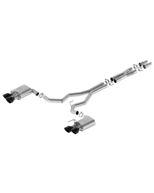 Ford Performance Borla Dark Horse 5.0L Extreme Active Cat-Back Exhaust System With Black Chrome Plated Stainless Steel Exhaust Tips