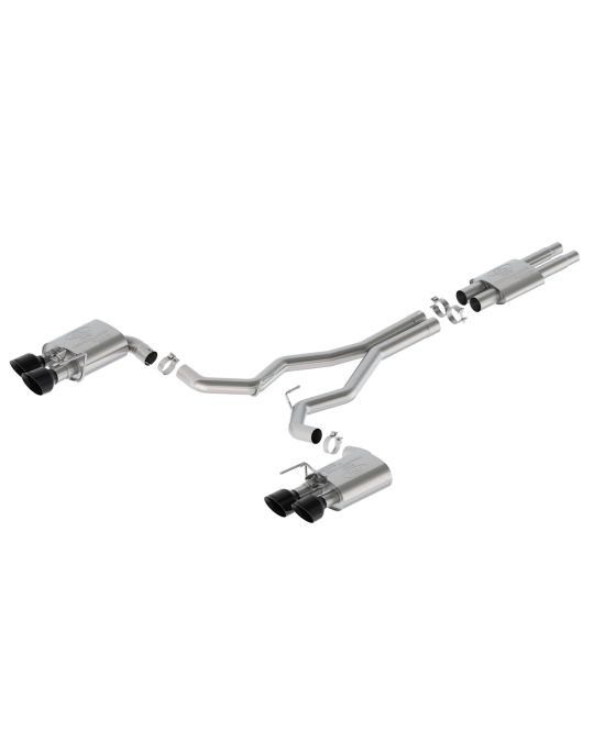 Ford Performance Dark Horse Borla 5.0L Sport Active Cat-Back Exhaust With Black Chrome Plated Stainless Steel Exhaust Tips