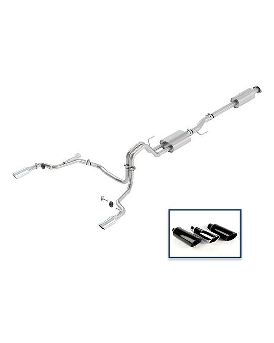 Ford Performance Exhaust System - 3.5L Sport - Rear Exit - Chrome Tips