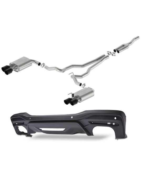 Ford Performance Borla 2.3L Touring Non-Active Exhaust System With GT Valance And Black Chrome Plated Stainless Steel Exhaust Tips