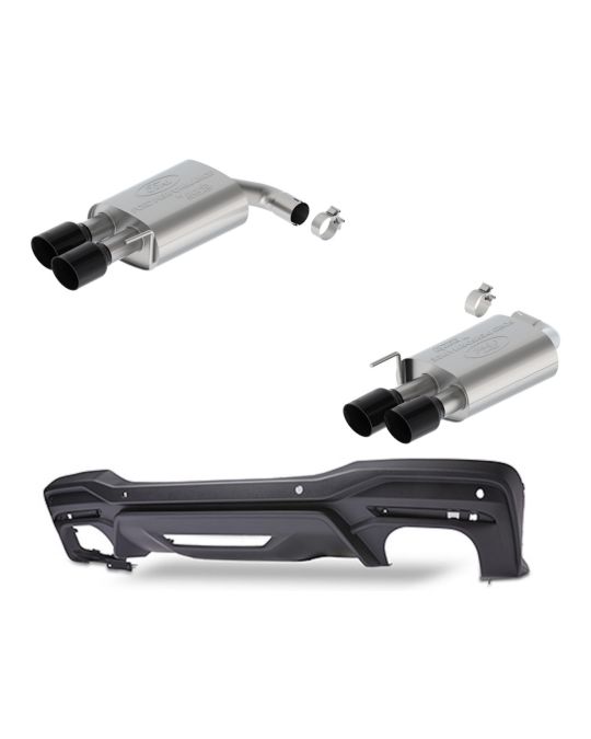 Ford Performance Borla 2.3L Sport Non-Active Axle-Back Exhaust System With GT Valance And Quad 4-Inch Black Chrome Plated Stainless Steel Exhaust Tips