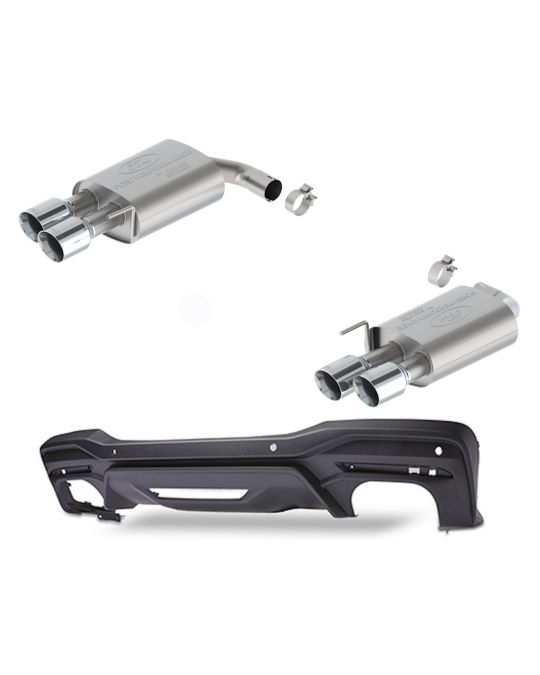 Ford Performance Borla 2.3L Touring Non-Active Axle-Back Exhaust System With GT Valance And Chrome Plated Stainless Steel Exhaust Tips