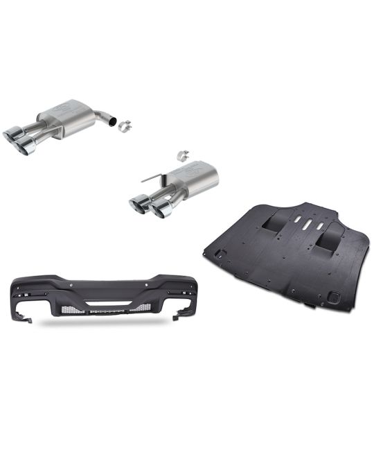 Ford Performance Borla 5.0L Extreme Non-Active Axle-Back Exhaust System With Quad 5" Chrome Plated Stainless Steel Exhaust Tips & Dark Horse Valance & Diffuser