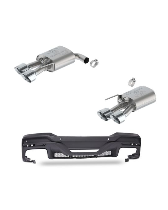 Ford Performance Borla 5.0L Sport Active Axle-Back Exhaust System With Dark Horse Valance And Chrome Plated Stainless Steel Exhaust Tips