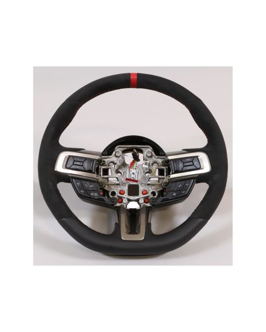 Ford Performance GT350R Alcantara Leather Wrapped Steering Wheel Ebony With Red Sightline