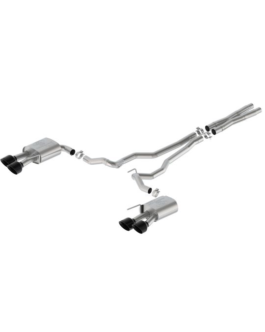Ford Performance Borla 5.0L Extreme Non-Active Cat-Back Exhaust System With Quad Black Chrome Stainless Steel Exhaust Tips With Dark Horse Quad Tip Valance