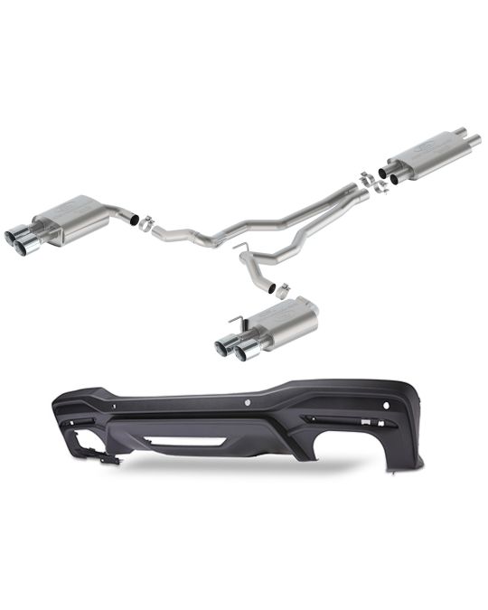 Ford Performance By Borla 5.0L Touring Cat-Back Exhaust System Non-Active With 4-Inch Chrome Plated Stainless Steel Exhaust Tips & GT Valance