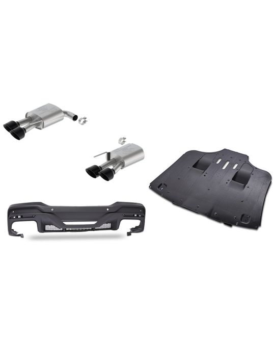 Ford Performance Borla 5.0L Extreme Axle-Back Non-Active Exhaust System With 5-Inch Black Chrome Plated Stainless Steel Quad Exhaust Tips & Dark Horse Valance & Diffuser