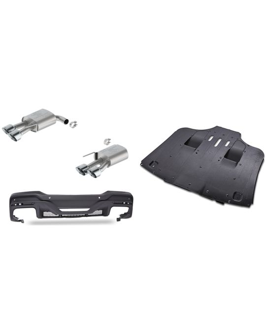 Ford Performance Borla 5.0L Sport Axle-Back Non-Active Exhaust System With 5-Inch Chrome Plated Stainless Steel Exhaust Tips & Dark Horse Valance & Diffuser