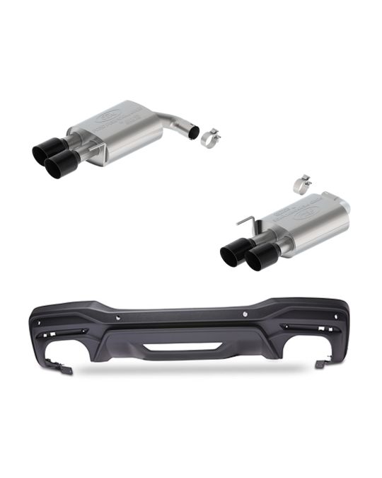 Ford Performance Borla 5.0L Touring Axle-Back Exhaust System Non-Active With 4-Inch Black Chrome Plated Stainless Steel Exhaust Tips & GT Valance