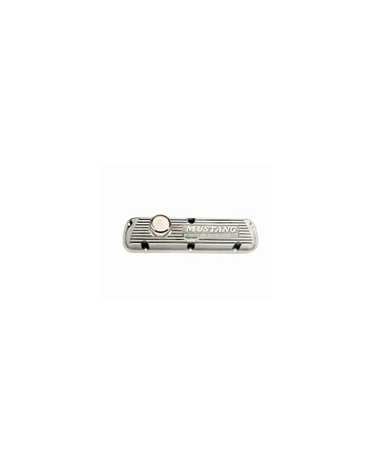 Ford Racing Valve Cover - Small Block - Polished Aluminum - Non-EFI- Mustang Logo