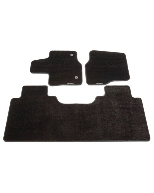 Ford Carpeted Floor Contour Mats Black With F150 Logo Three Piece Kit For Front And Rear SuperCrew And Super Cab