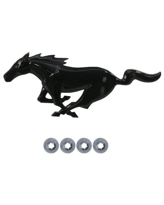 Ford Grille Emblem Gloss Black Pony With Mounting Hardware