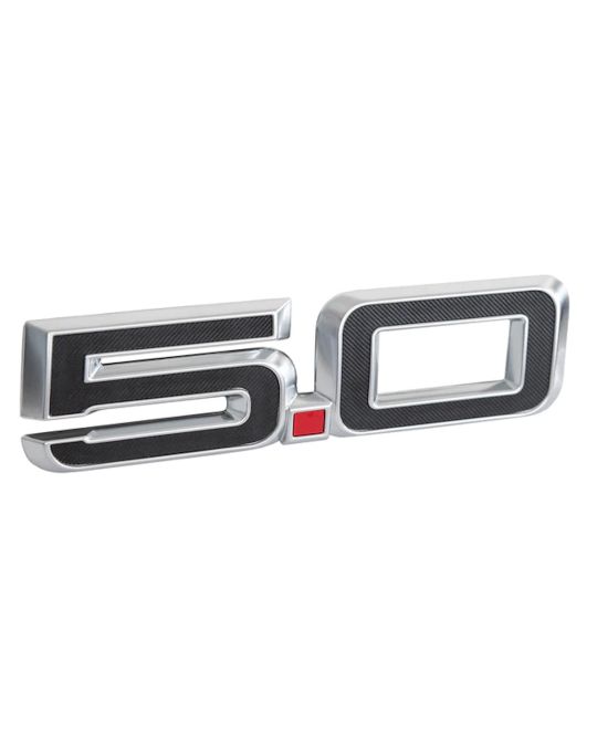 Ford 5.0 Fender Emblem 5.5" Silver With Matte Black & Red