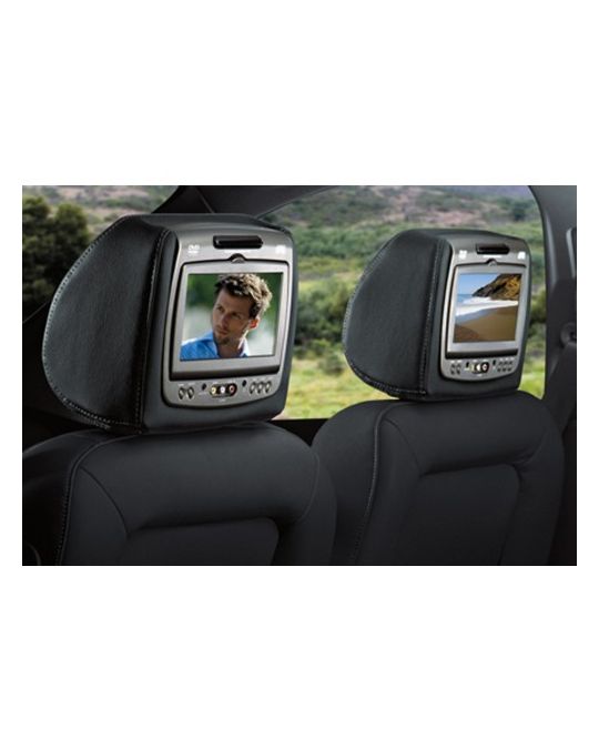 Ford DVD by INVISION - Dual Head Restraint, Leather Charcoal Black (Sport)