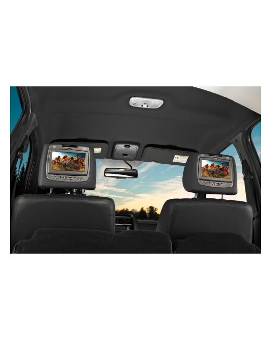 Ford DVD by INVISION - Dual Head Restraint, Leather Charcoal Black