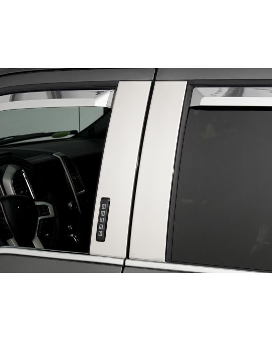 Ford B-Pillar Trim - Bright Stainless Steel - Super Cab And SuperCrew With Keypad
