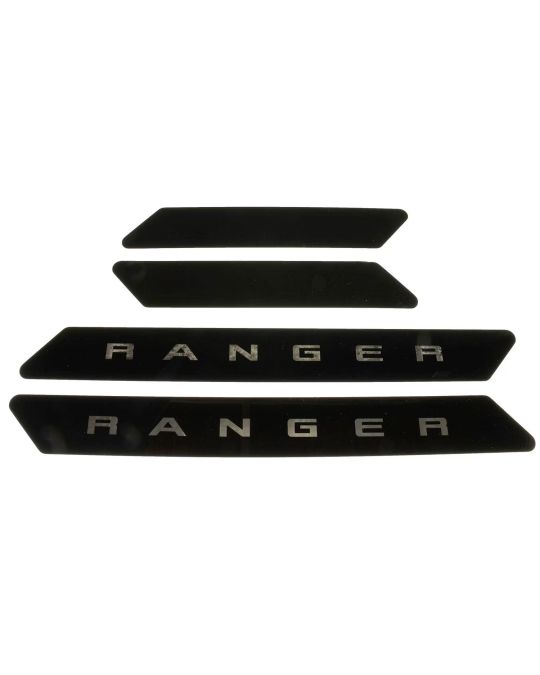 Ford Door Sill Plates By Putco Black Platinum Stainless Steel With Ranger Logo 4 Piece Kit For SuperCrew