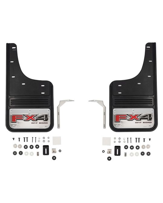 Ford Front Gatorback Splash Guards With FX4 Logo On Stainless Steel Surround