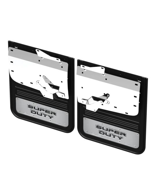 Ford Gatorback DRW Splash Guards With Super Duty Logo On Stainless Steel Surround