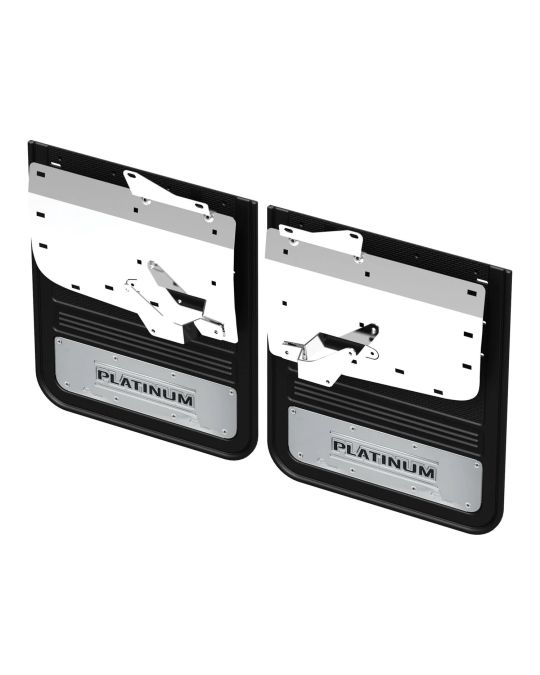 Ford Gatorback DRW Splash Guards With Platinum Logo On Stainless Steel Surround