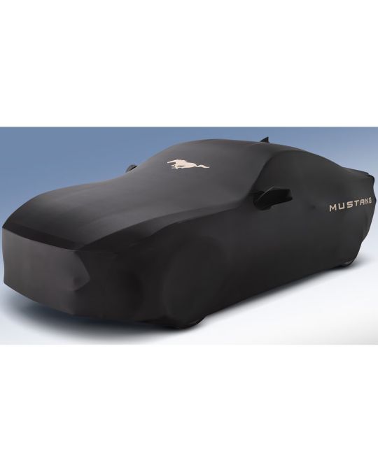 Ford Indoor Car Cover For Low Wing Performance Pack Coupe Black Color With Bronze Mustang & Pony Logos