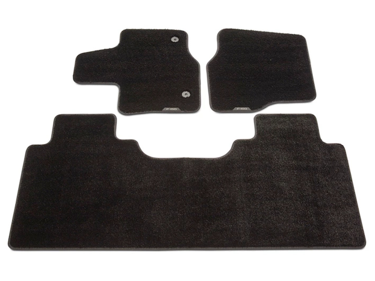Ford Carpeted Floor Contour Mats Black With F150 Logo Three Piece