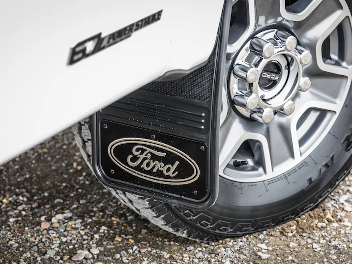 Ford Front Gatorback Splash Guards With Black Ford Oval Logo On