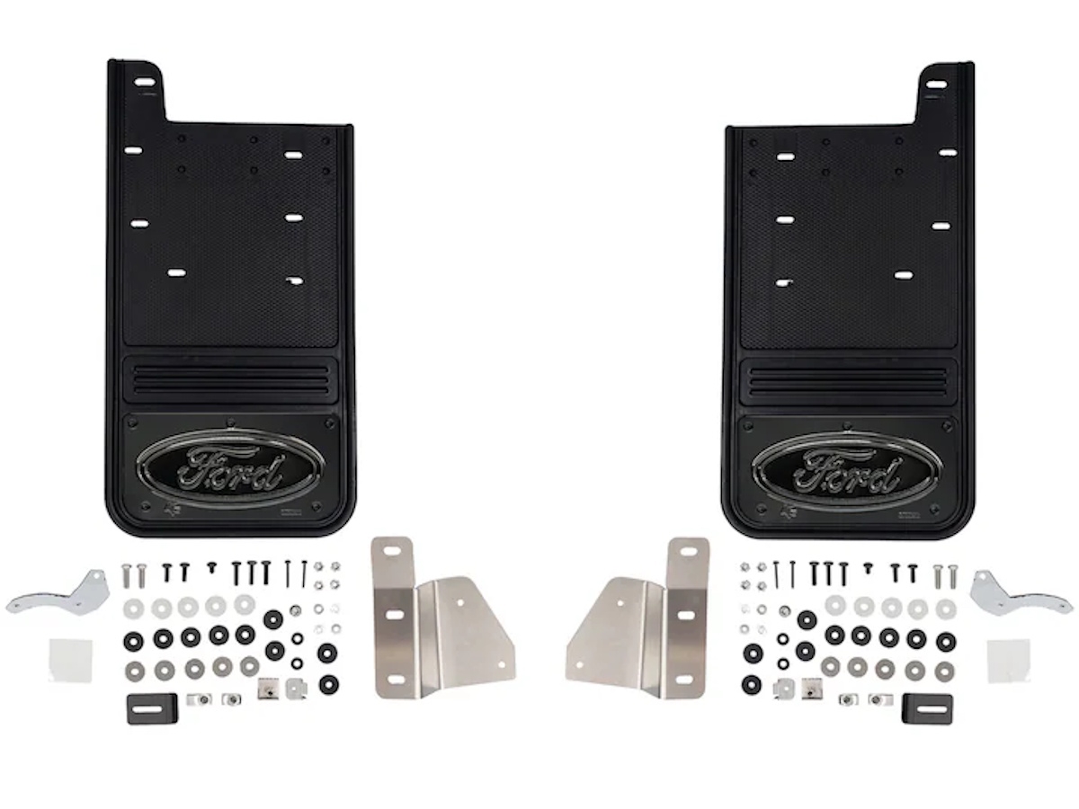 Ford Rear Gatorback Splash Guards With Black Ford Oval Logo On